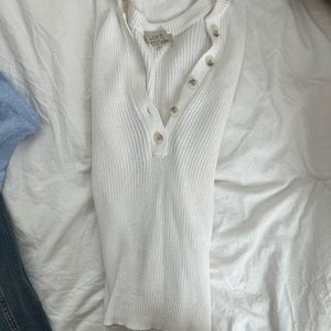 Loft white button sweater